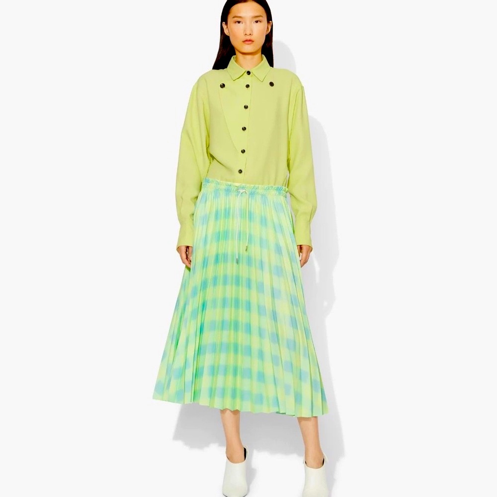 Proenza Schouler - Gingham Georgette Pleated Skirt, size M